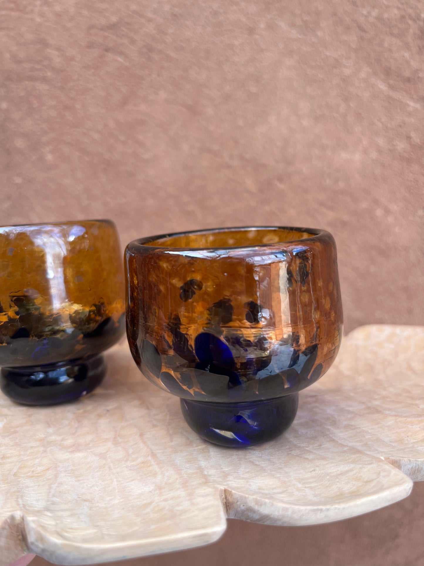 Nip cup ~ Amber & Purple ~ Blown glass