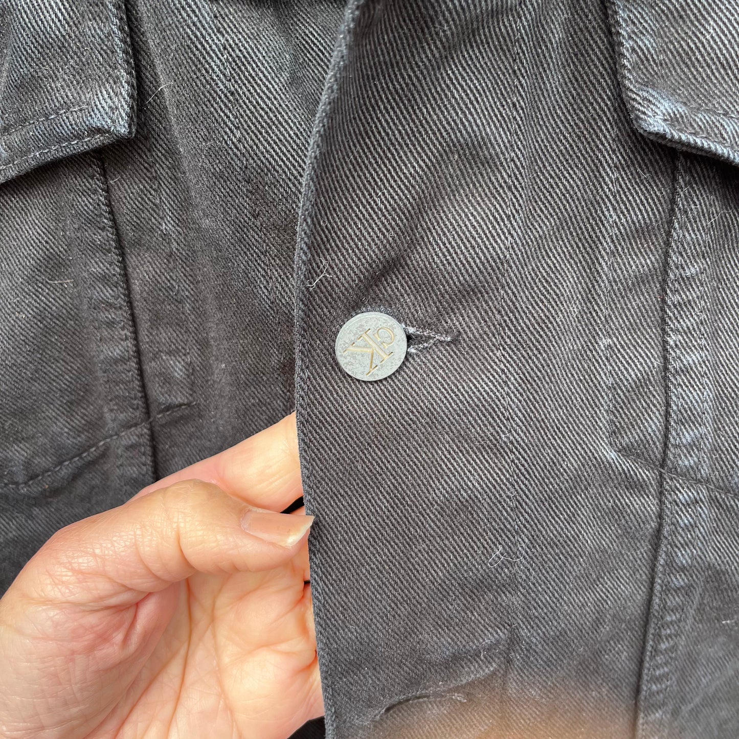 Vintage Calvin Klein jacket, Woman's Large: commercially dyed yarns. Size Small