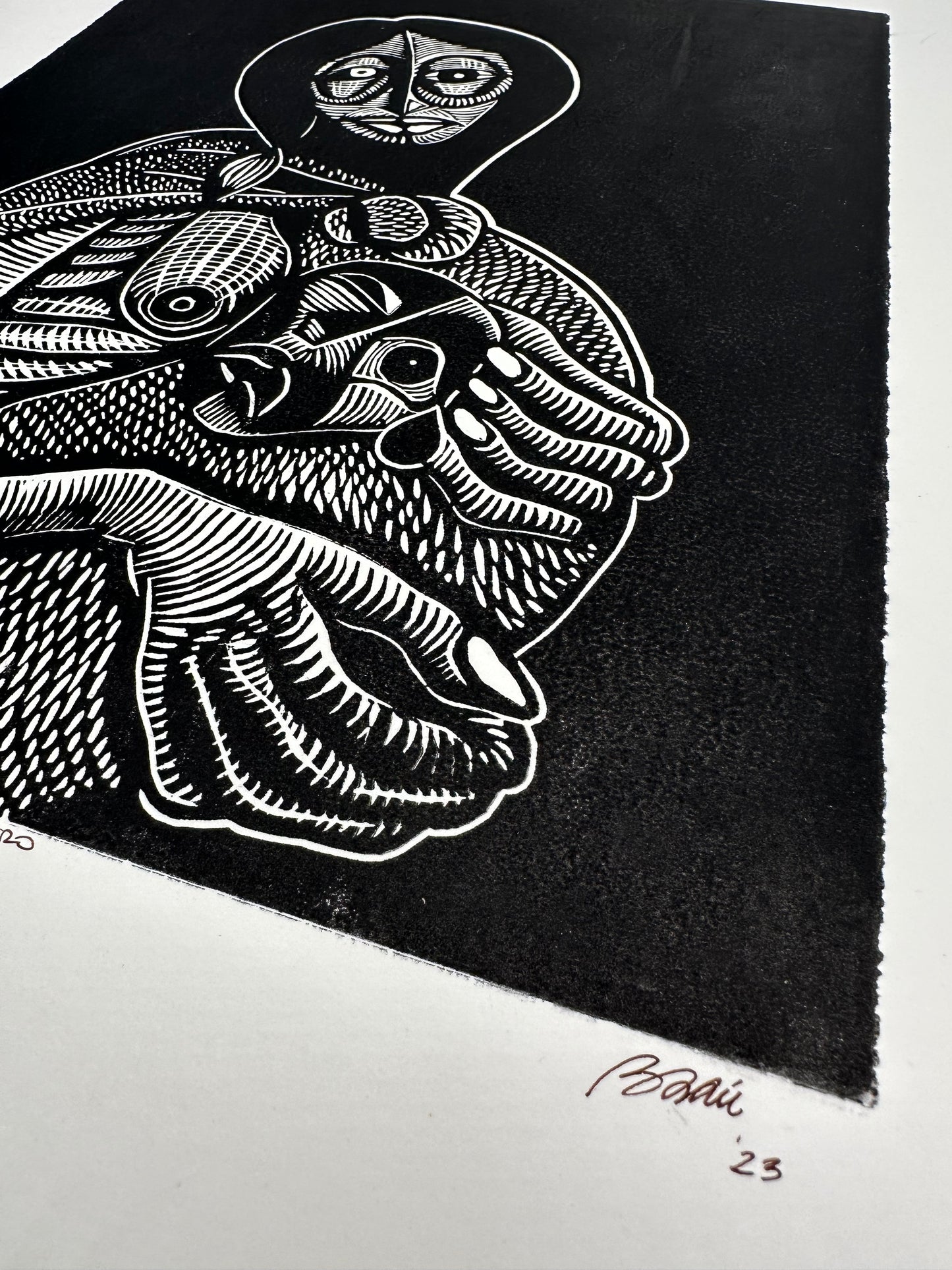 La Madona del Sendero ~ linocut ~ 14 x 21