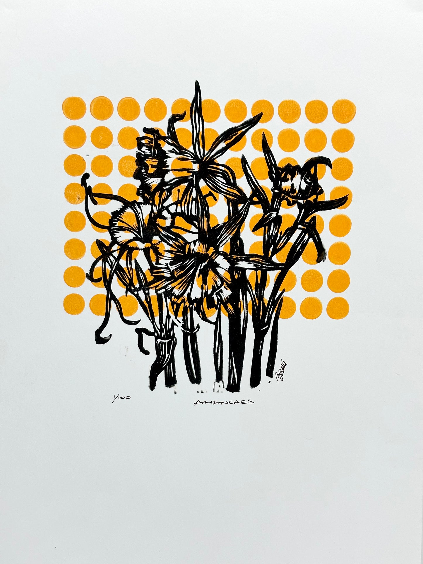 Amancae Flowers ~ linocut & monotype