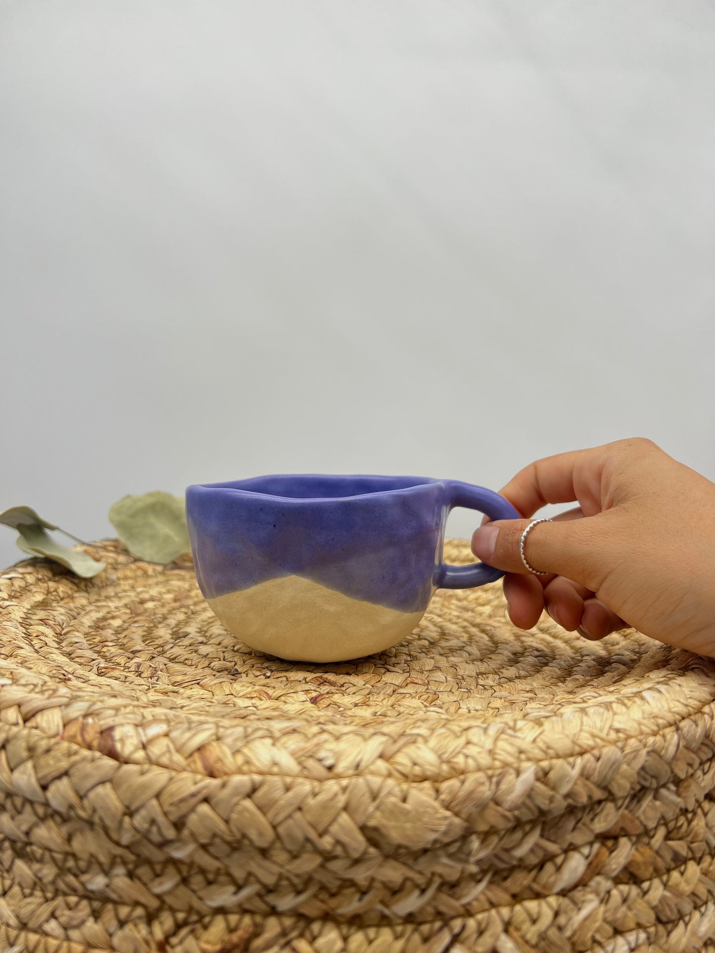 Rounded Mugs ~ Pinched Porcelain ~ blue