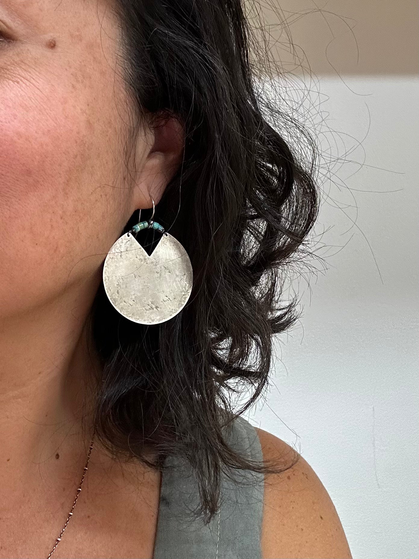 Sterling Silver and Kingman Turquoise ~ Geometric Earrings