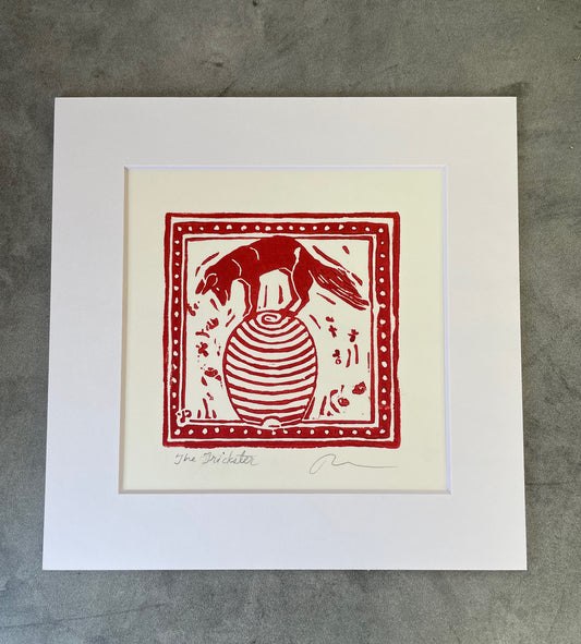 The Trickster - 12” by 12” Block Print