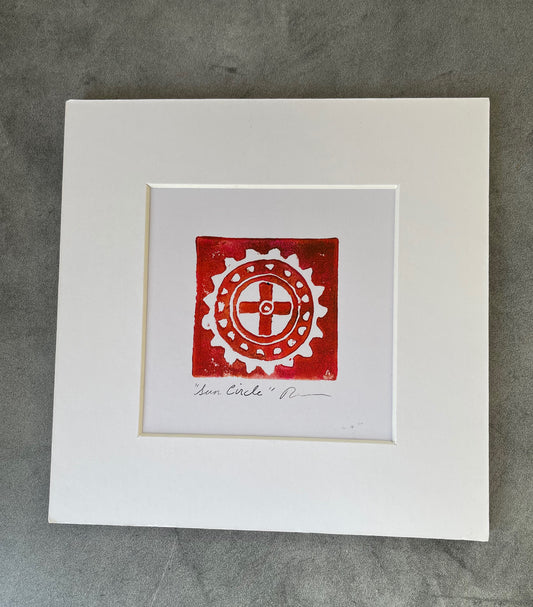 Sun Circle Block Print - 6” by 6”