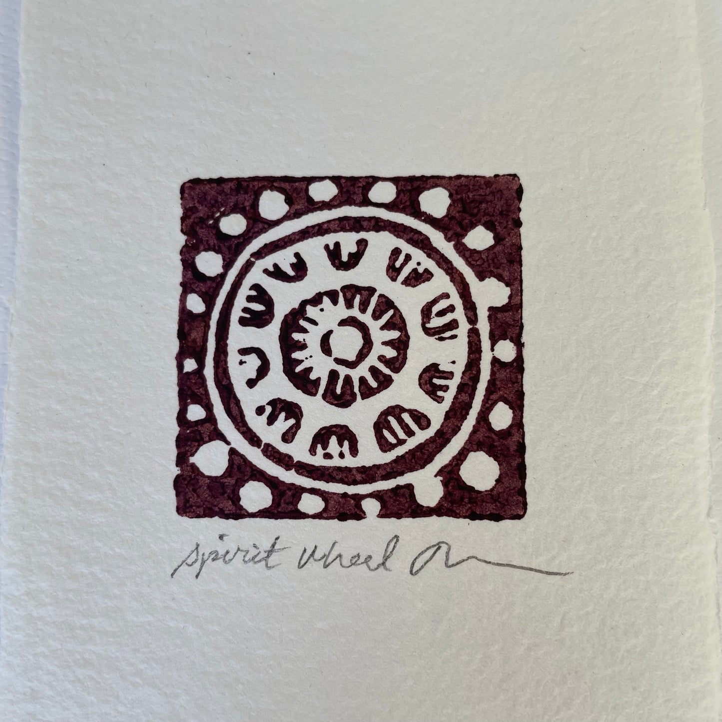 Spirit Wheel - 6” by 6” Mini Block Print