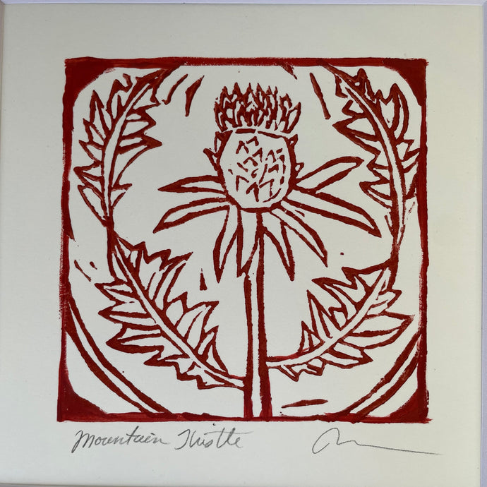 Mountain Thistle - 8” by 8” Block Print