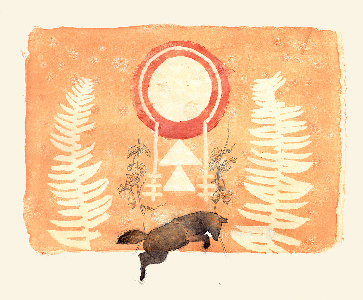 To Learn Again to Gather - Coyote with Botany - Archival Pigment Giclee print