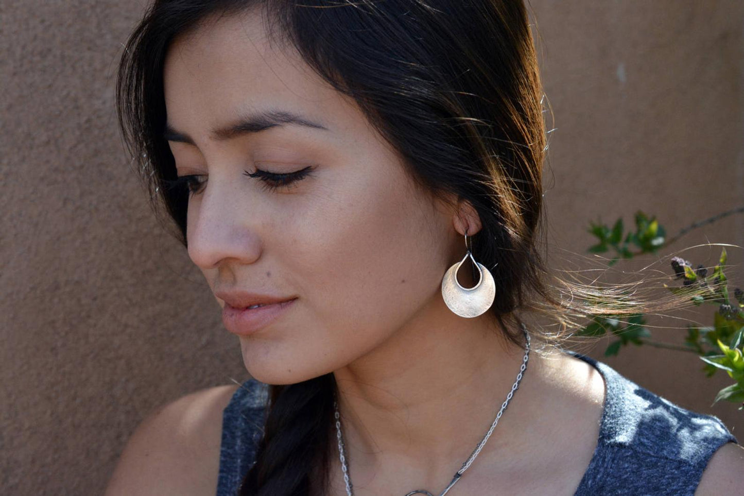 Prominent oxidized sterling silver earrings - cultural earrings - geometric rustic earrings