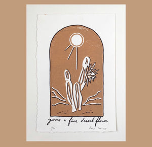 Desert Flower ~ Linocut Print
