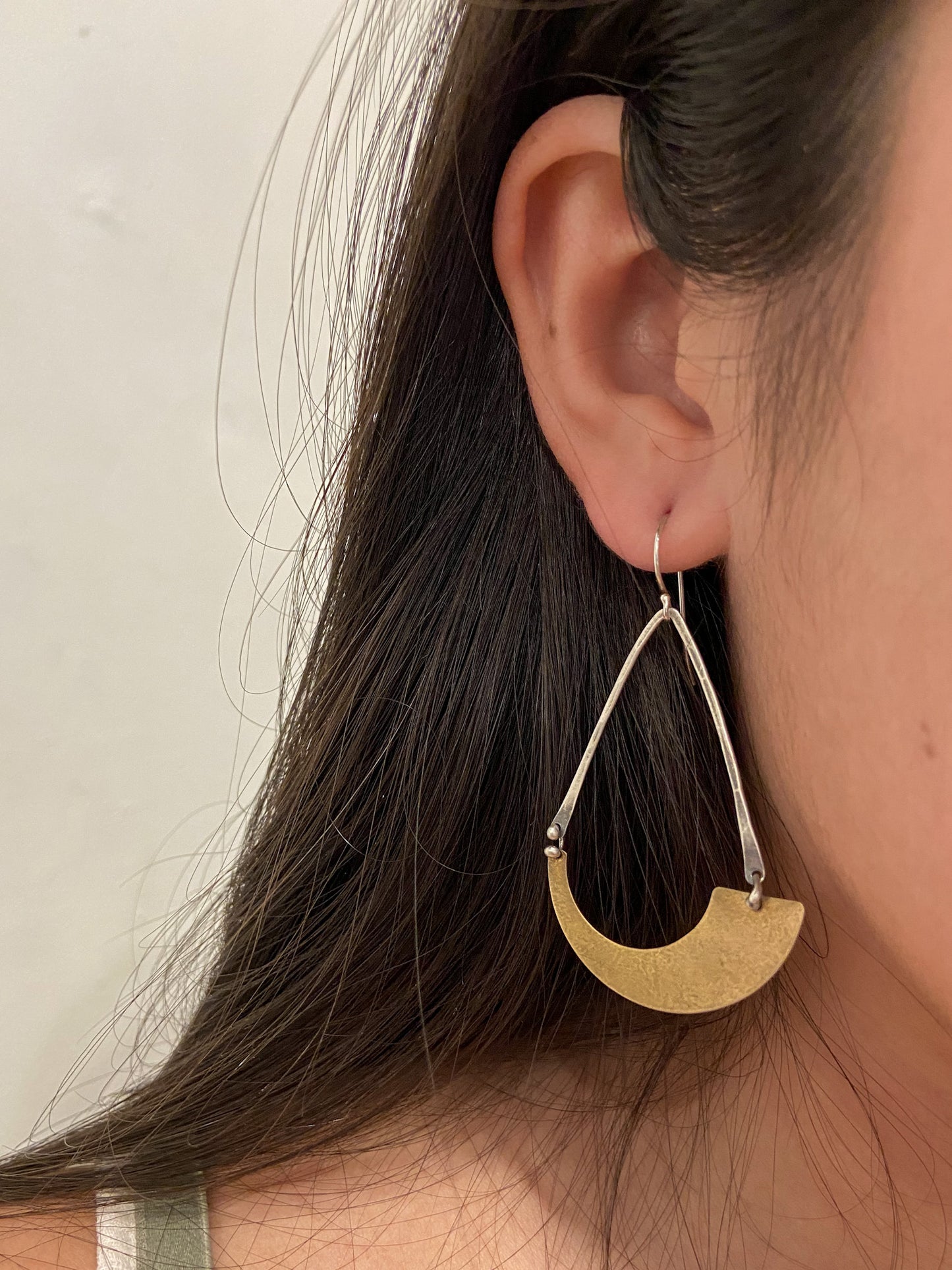 Mixed metals earrings~ Sterling silver and brass ~ ready to ship