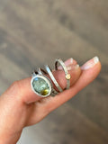 4-piece Moss Aquamarine and Sterling Silver • stackable ring set • set fits size 7