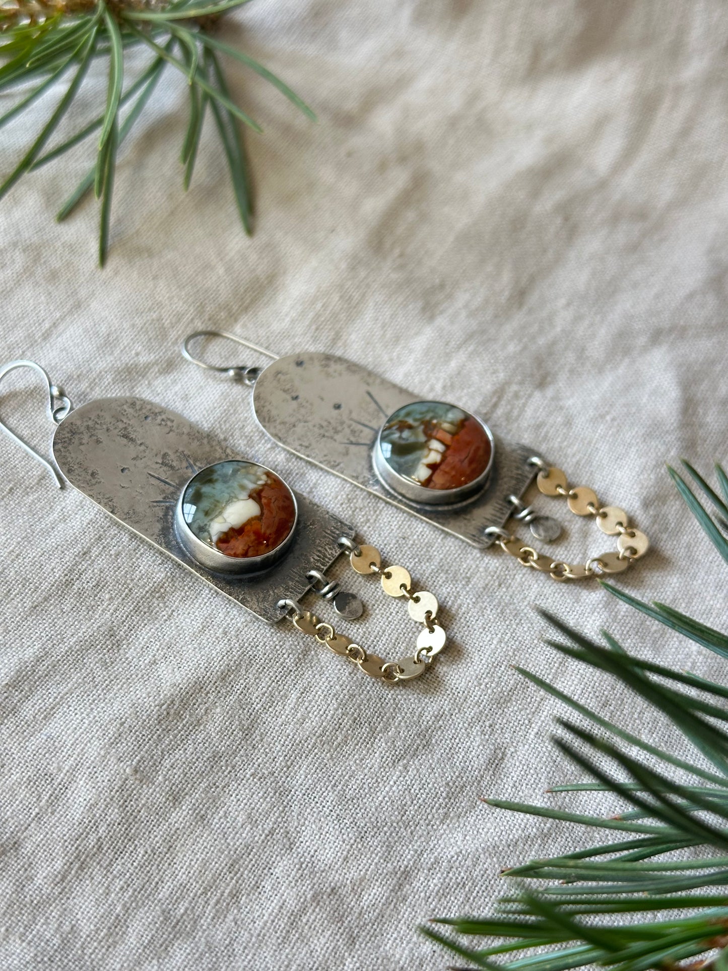 Brecciated Polychrome Jasper   earrings - sterling silver and gold filled