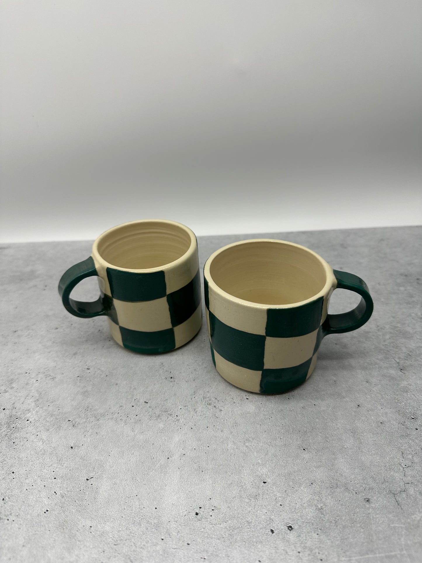 Mug ~ Green Checkered ~ porcelainv