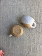 Off White Speckled Mug - coiled handle - 2 versions