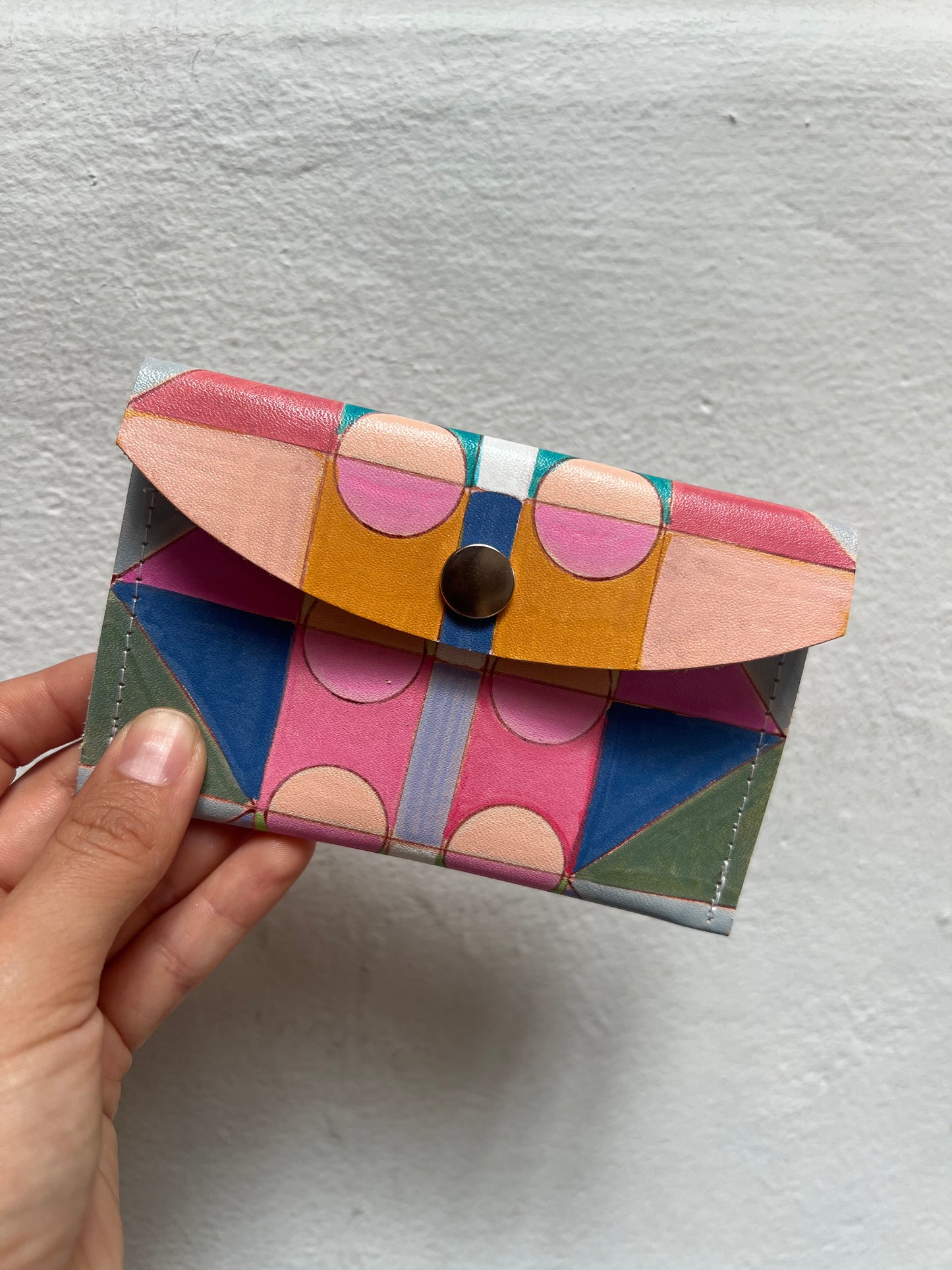 Small Ink Leather pochette - Handpainted - Multicolored