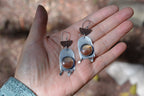 Mexican Flame Agate Earrings - sterling silver and Copper