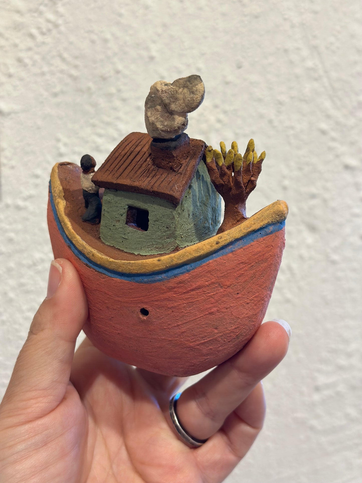 Pink Flute Boat ~ miniature Sculpture - assorted