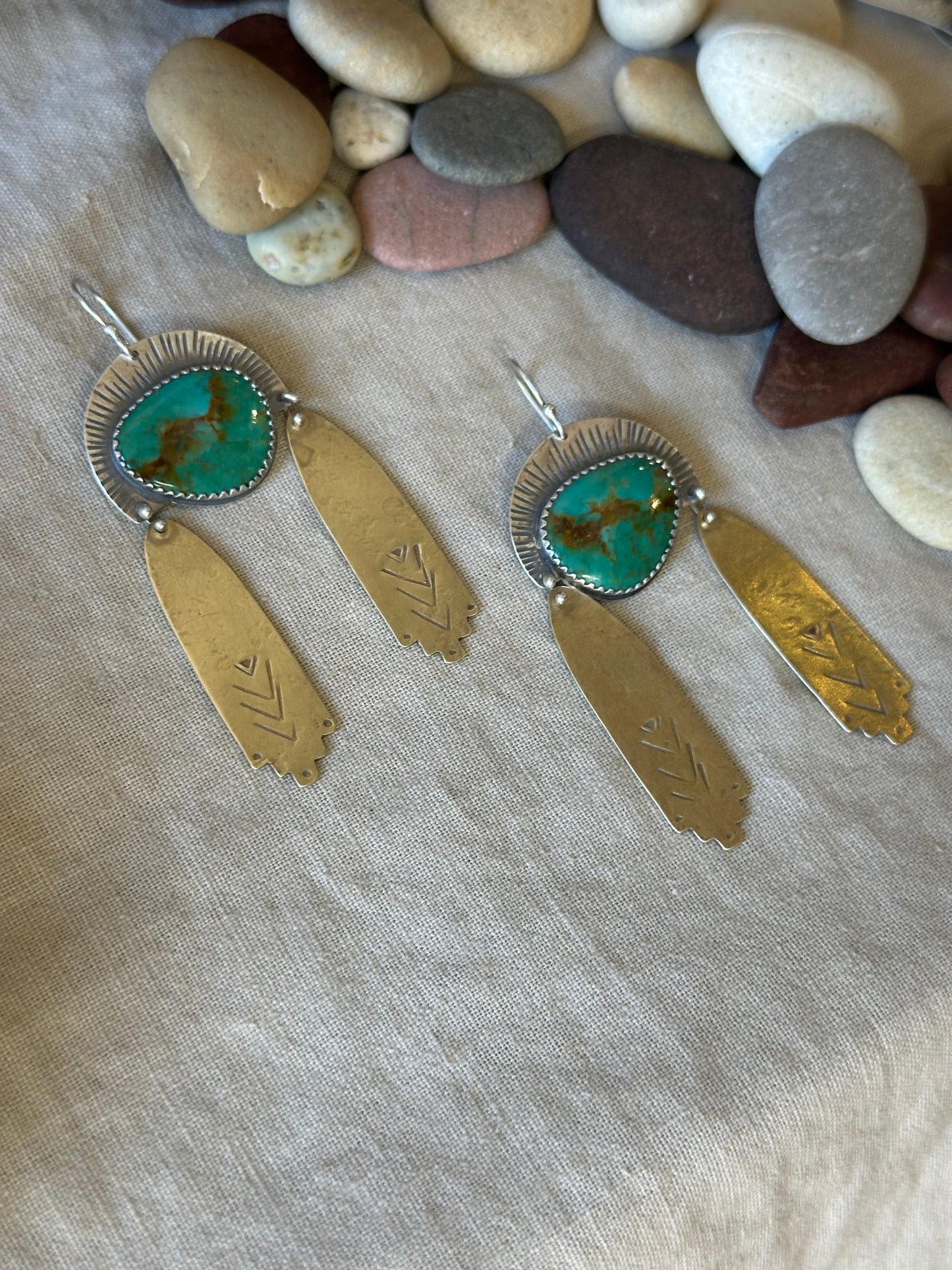La Lluvia ~ Tyrone Turquoise  ~ Rain Earrings - Sterling Silver