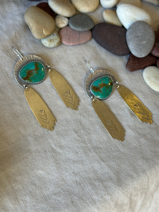 La Lluvia ~ Tyrone Turquoise  ~ Rain Earrings - Sterling Silver