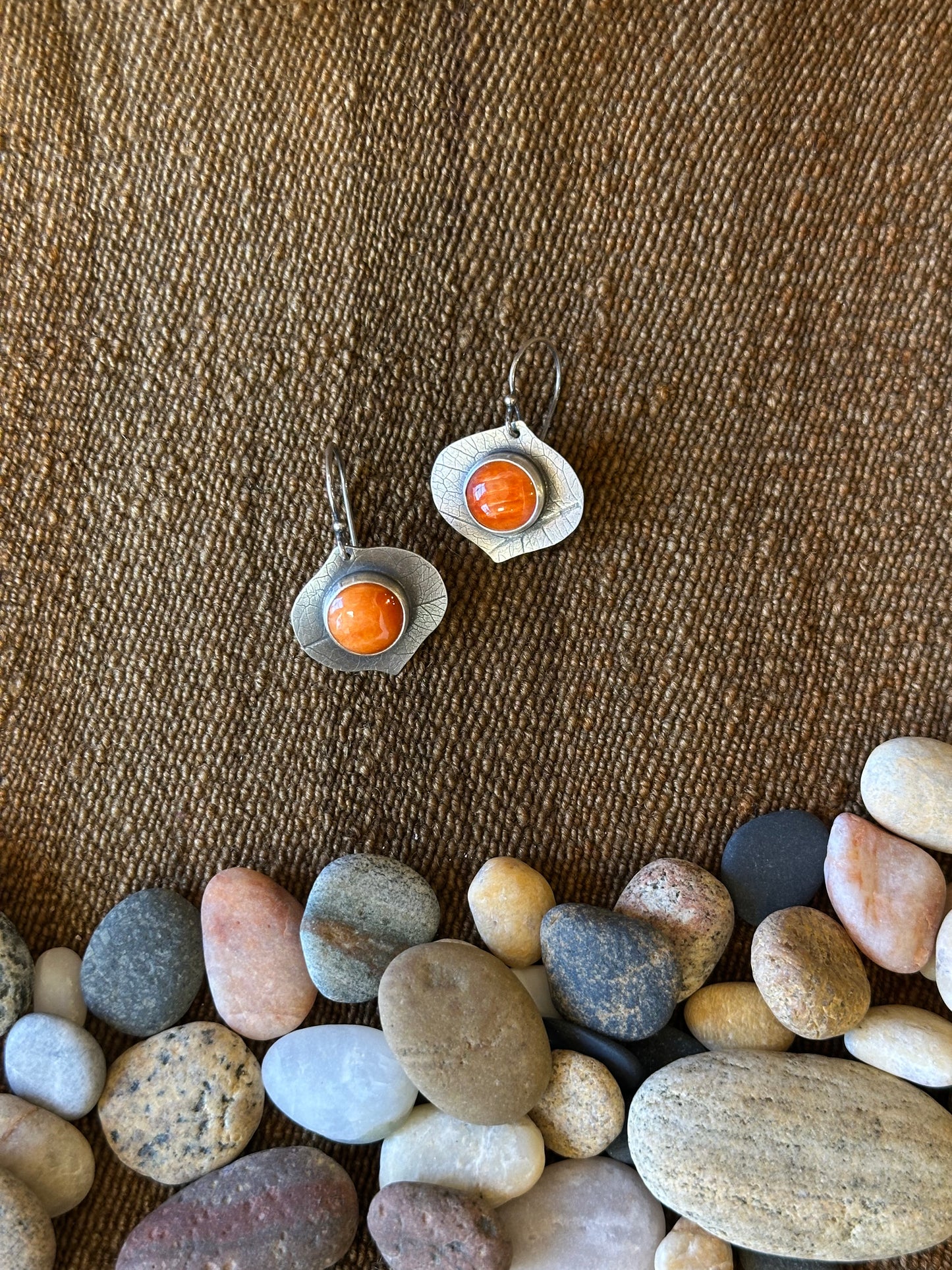 Spiny Oyster Leaf Earrings - sterling silver