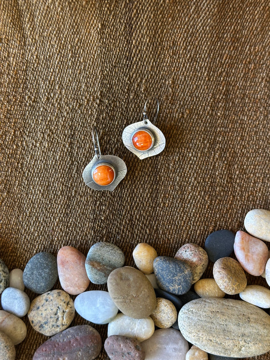 Spiny Oyster Leaf Earrings - sterling silver