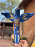 Medium Hanging Hummingbird with Tulip Design - Clay Sculpture