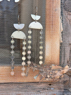Connected geometric dangle earrings - Sterling Silver