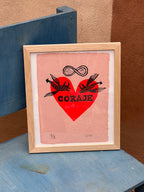 Corazon Coraje - linocut print