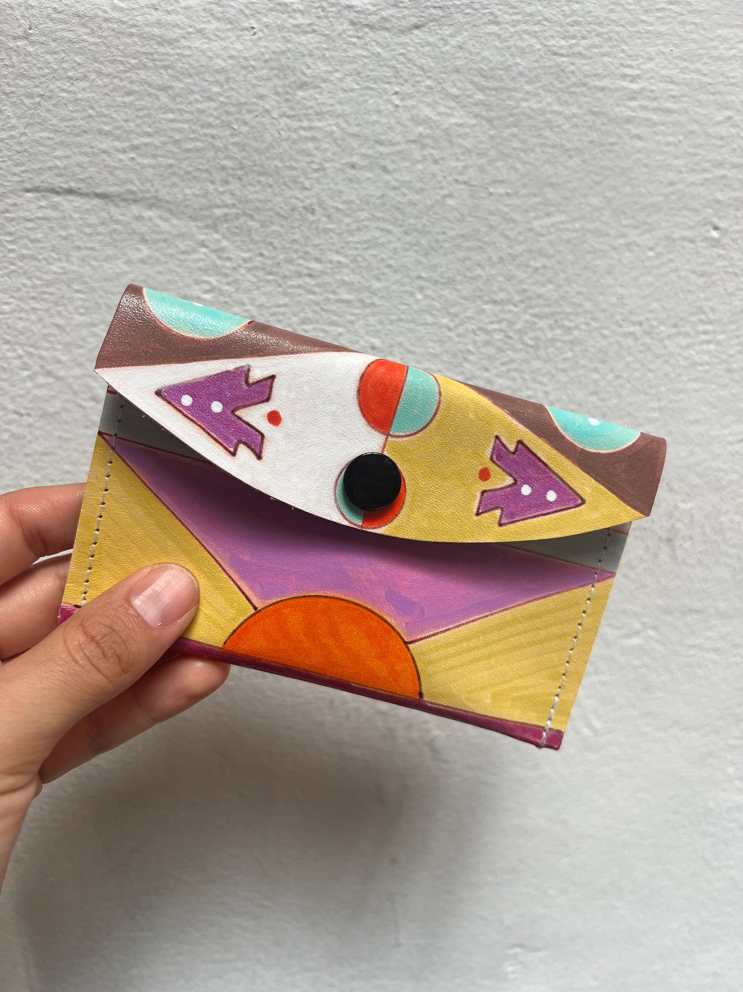 Small Ink Leather pochette - Handpainted - Multicolored