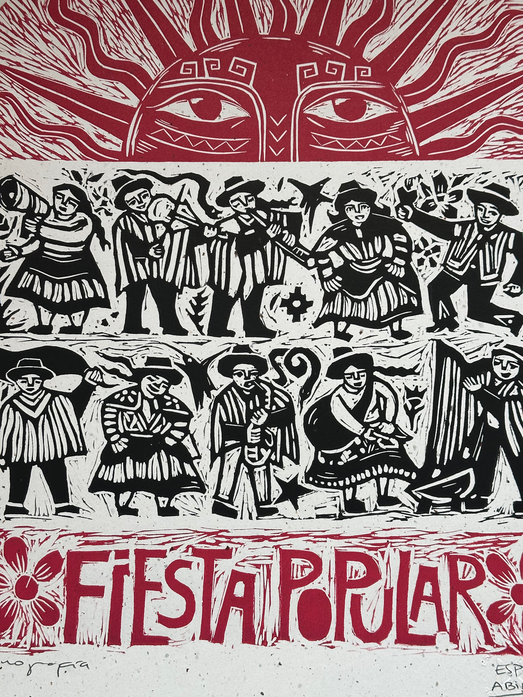Fiesta Popular ~ Linocut Print - 19.5”x14.5”