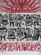 Fiesta Popular ~ Linocut Print - 19.5”x14.5”
