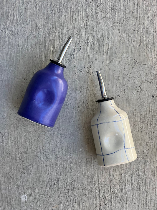 Olive Oil dispenser ~ Crayon, speckled, blue and caramel