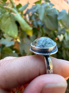 Prehnite ~ sterling silver ring - Size 5.75