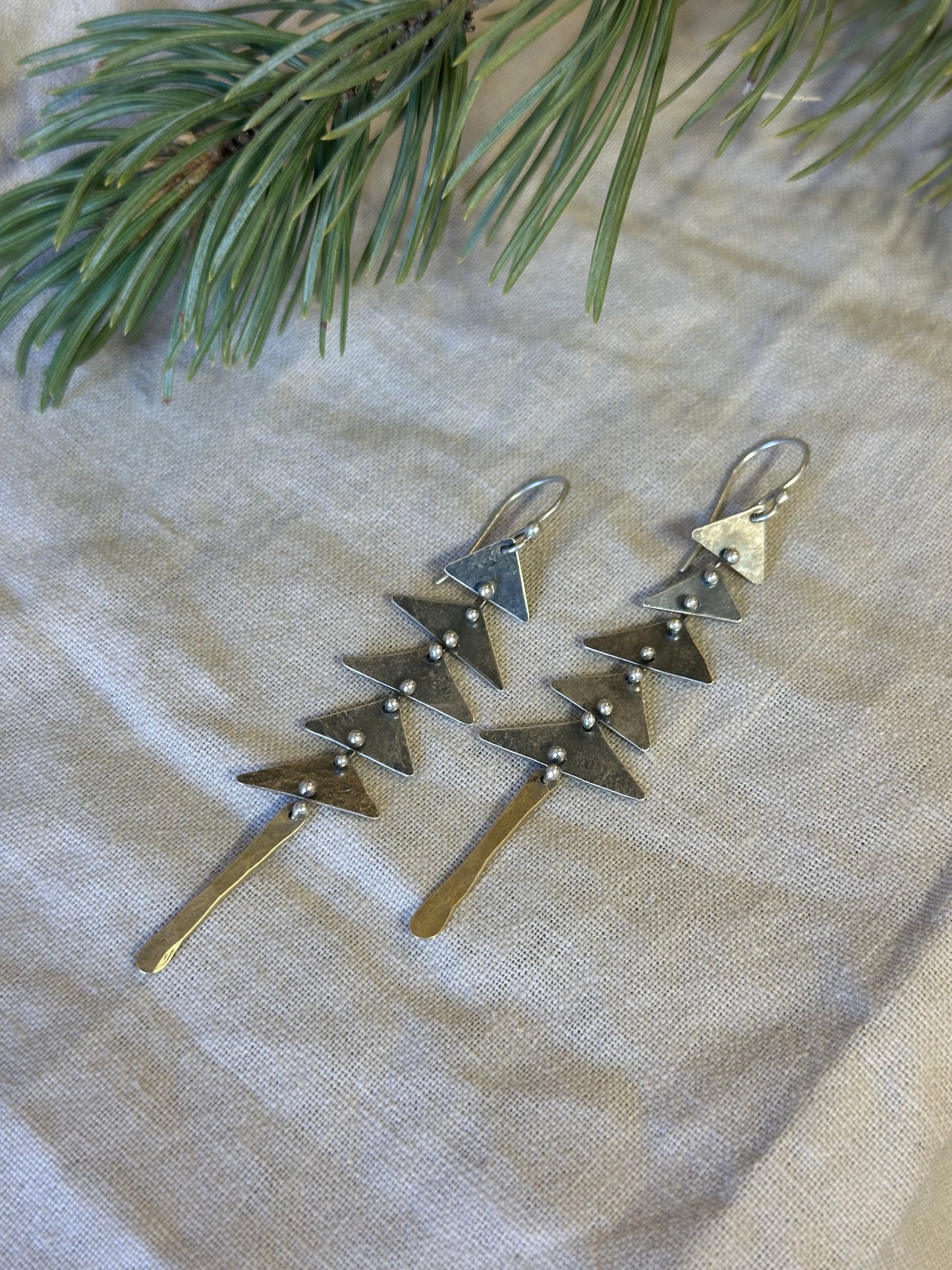 Pine Tree Connected earrings - Sterling Silver