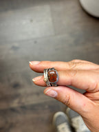4-piece Fossilized Dinosaur Bone and Sterling Silver • stackable ring set • set fits size 7