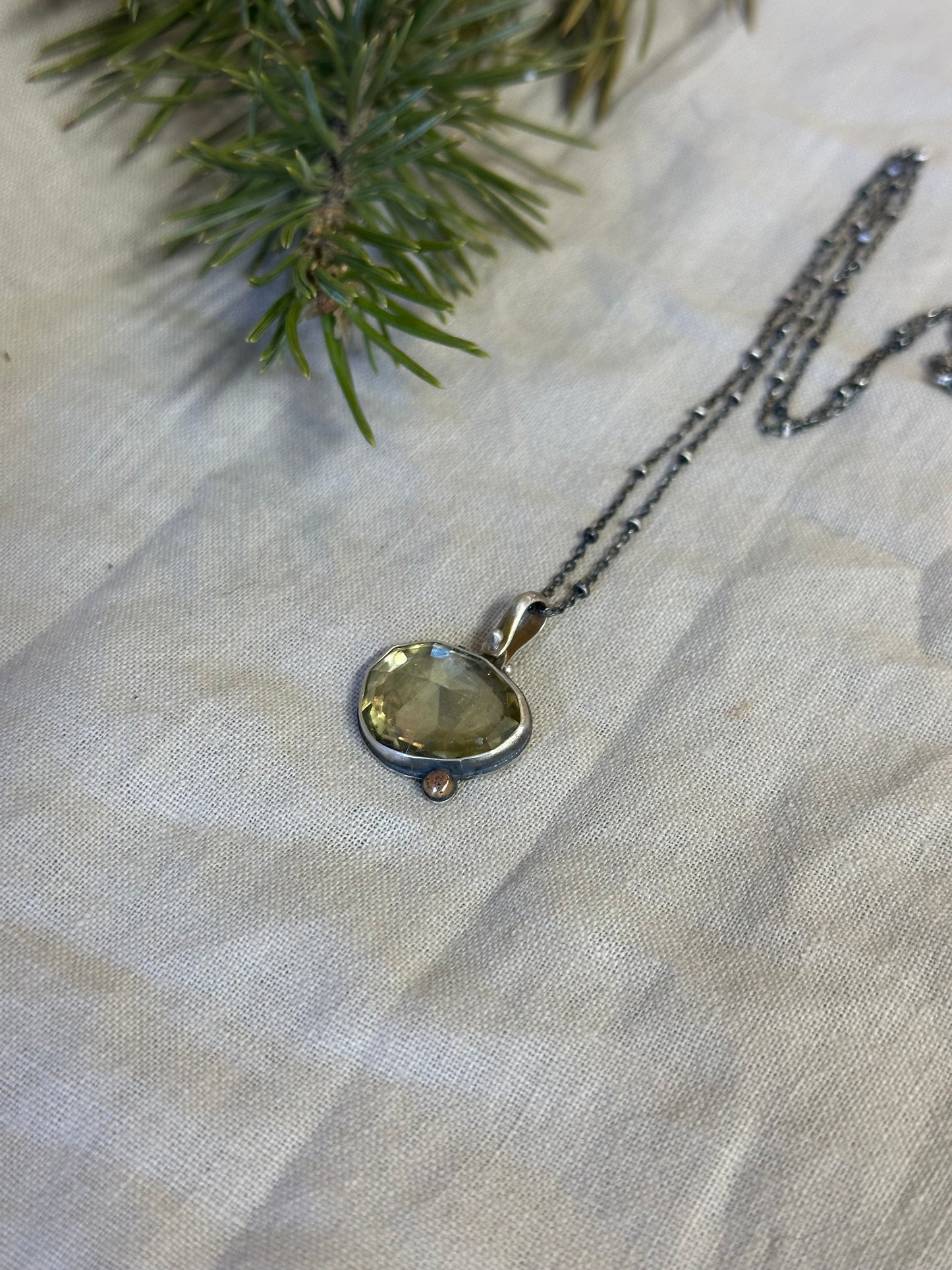 Lime Quartz Solitaire Necklace