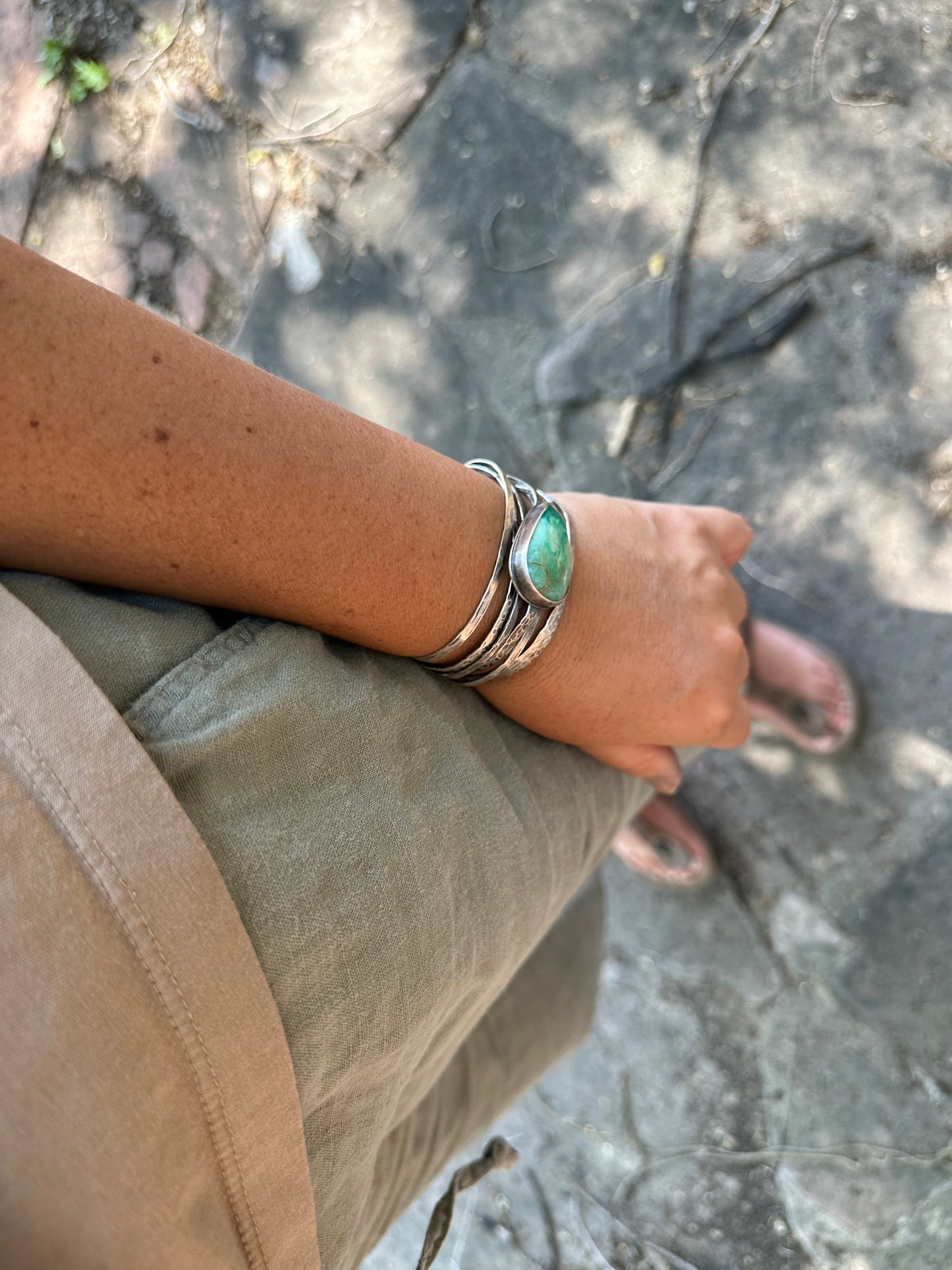 Australian Variscite Stacked Cuff Bracelet ~ Sterling Silver Bracelet