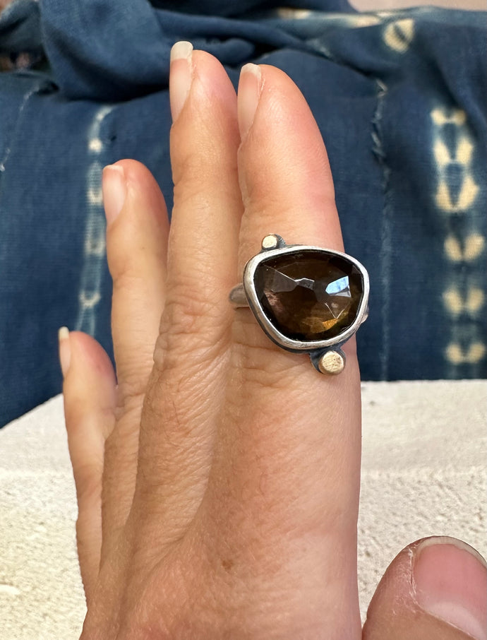 Smoky Quartz ~ sterling silver ring- Size 5