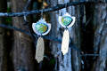 Nevada Turquoise Rain Earrings - Sterling Silver and Brass - Corn Husk Imprinted