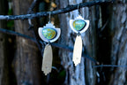 Nevada Turquoise Rain Earrings - Sterling Silver and Brass - Corn Husk Imprinted