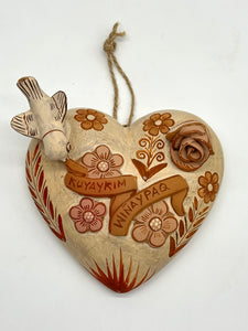 Sand Color ~ Heart with bird on top ~ I love you forever