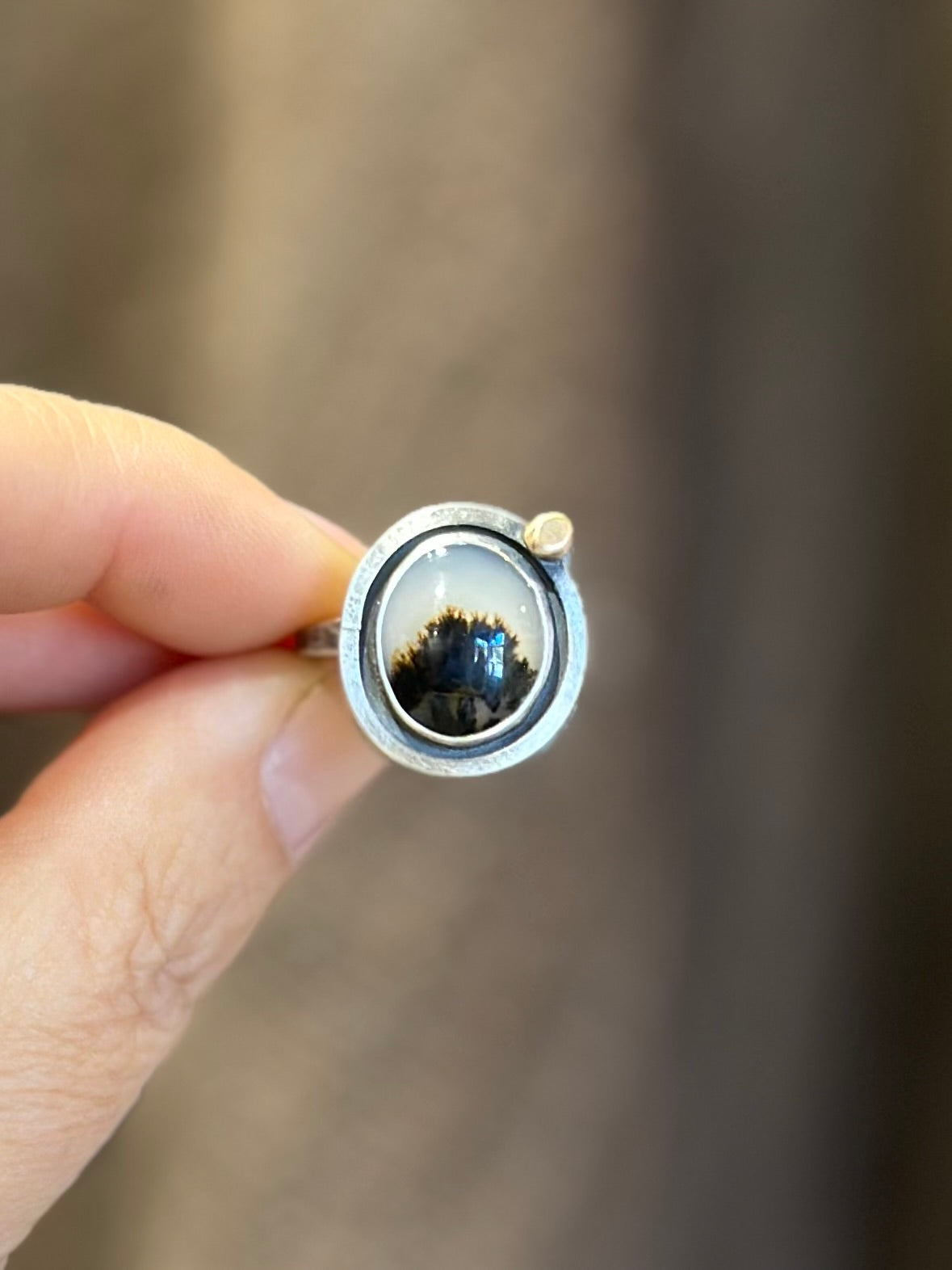 Montana Agate and Sterling Silver Ring ~ Size 6.5