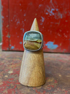 Desert Jasper & Sterling Silver Ring - tapered wide band - Fits size 8
