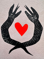 Serpientes Corazon - Lino Print 6” x 8”