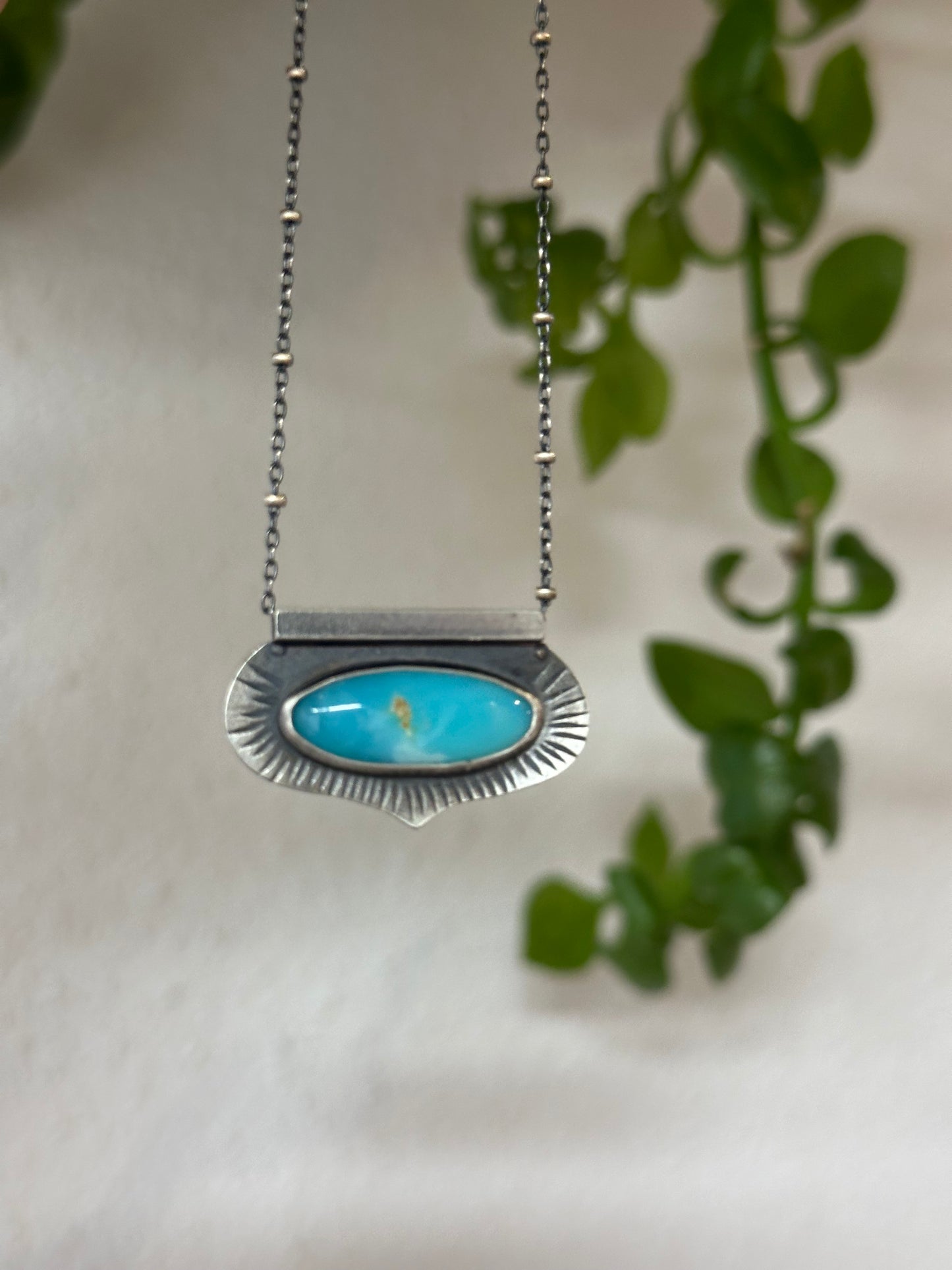 Andean Opal Leaf Necklace