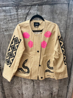 Cotton Denim Stripe Jacket  Screenprinted by Amapolay - size 42