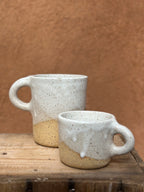 Off White Speckled Mug - coiled handle - 2 versions