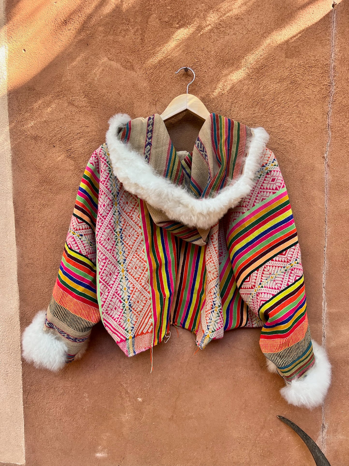 Upcycled Bomber Jacket  - Bat Sleeves - Alpaca wool