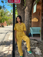 Load image into Gallery viewer, Mustard Linen - short sleeves- Jumpsuit
