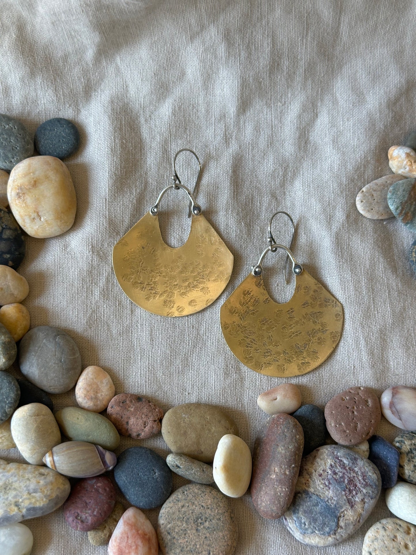 Brass & Sterling Silver ~ Geometric Earrings